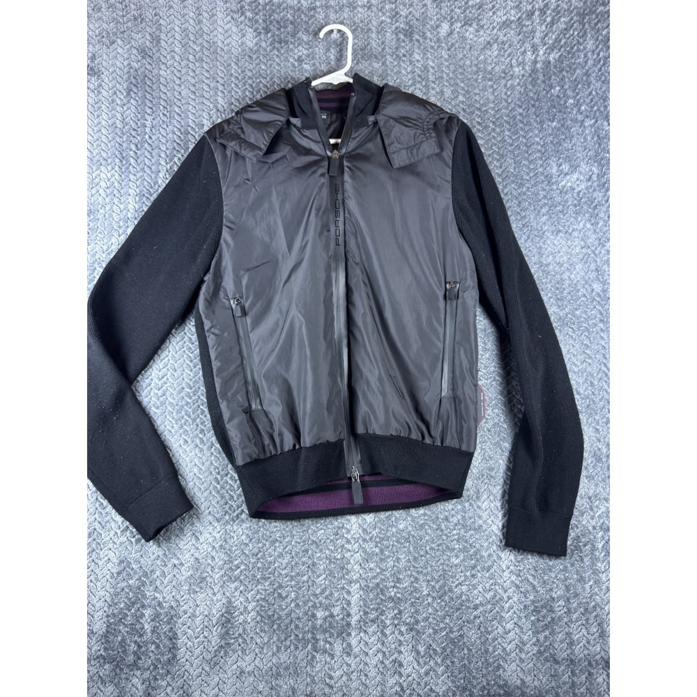 Porsche x Hugo BOSS Detachable Hood Hybrid Jacket Mens Small Black Gray Full Zip